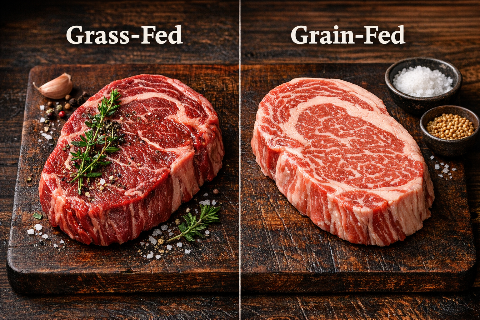 Grass-fed vs grain-fed beef comparison
