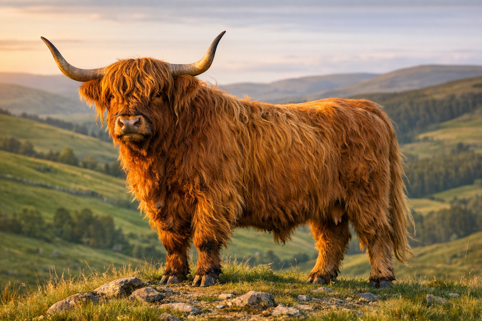 Majestic Scottish Highland cattle
