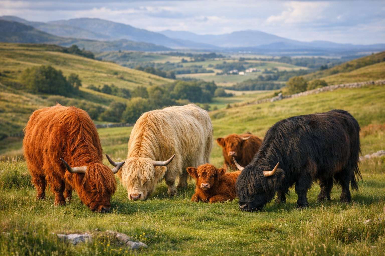Scottish Highland cattle herd at Primal Farms