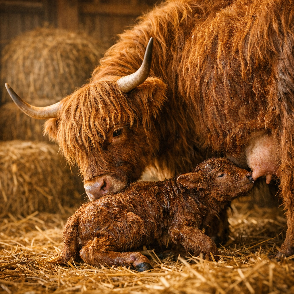 Mother nursing calf