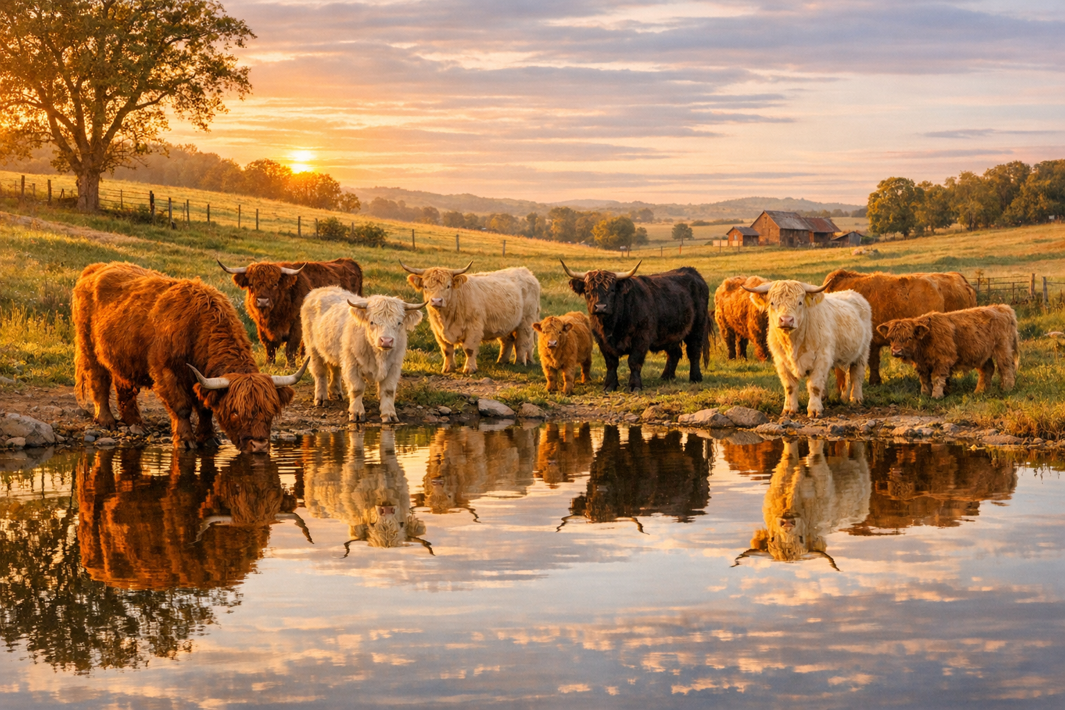 Herd at watering hole