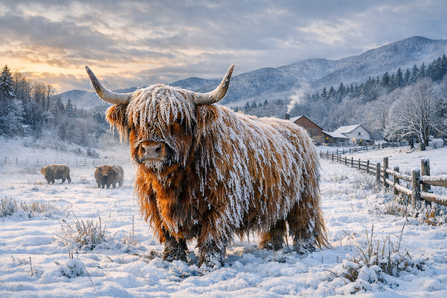Highland cattle in winter
